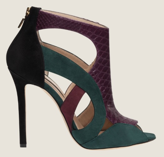 elie saab suede and python mixed media open toe sandals