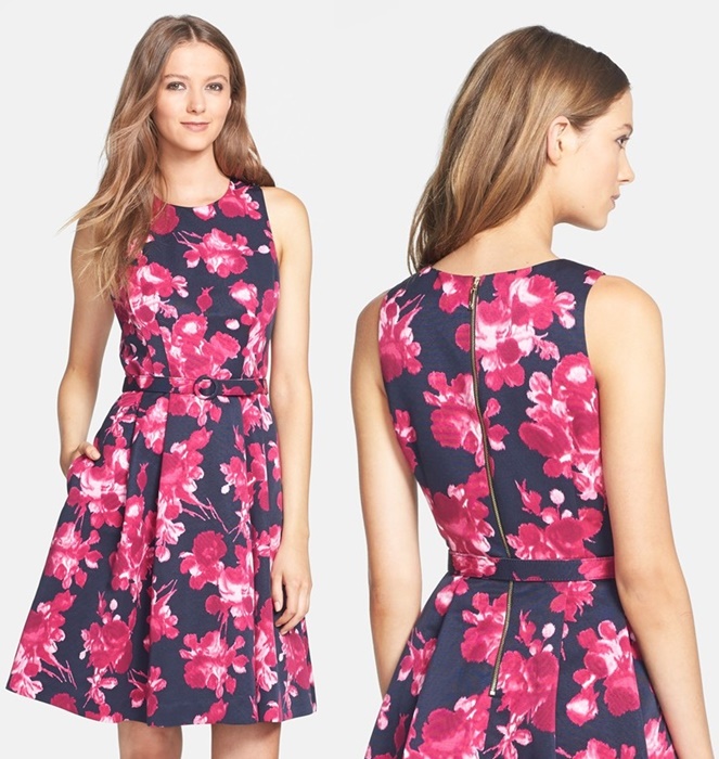 eliza j print faille fit flare dresskk