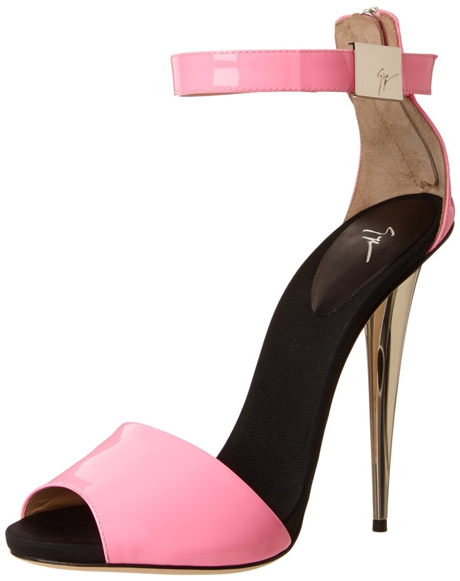 giuseppe zanotti cone heel ankle strap sandals pink patent