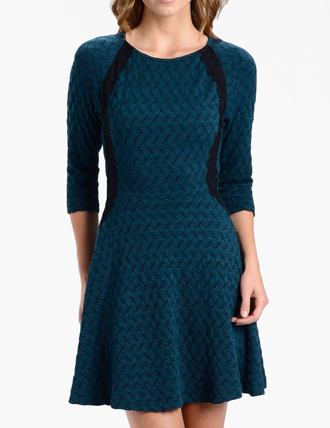 label by five twelve lace trim jacquard dress