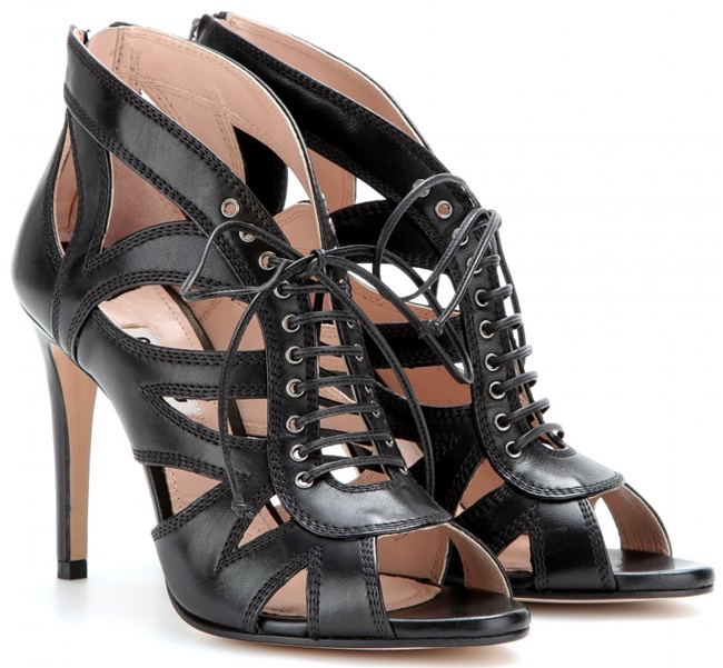 miu miu leather lace up sandals