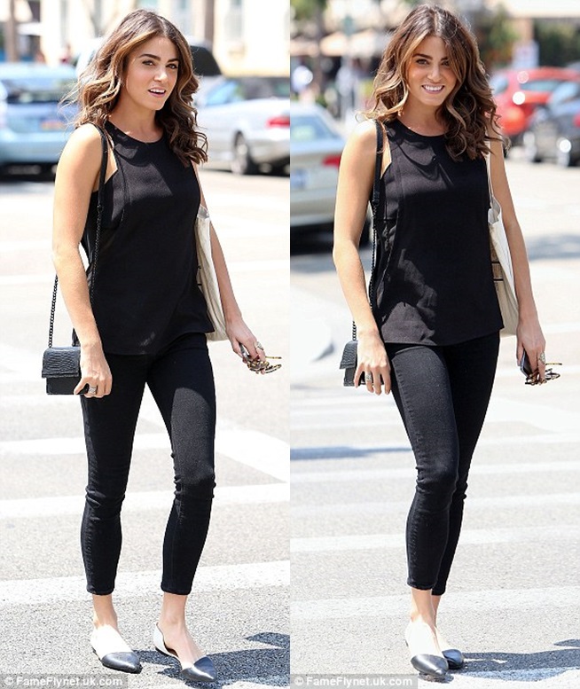 nikki reed black outfit black white d orsay flats 3-horz