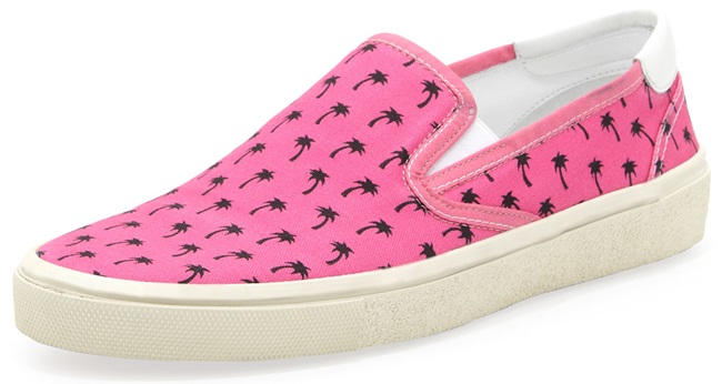saint laurent palm tree pink slip on sneakers