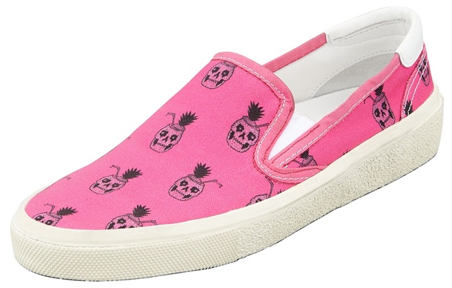 saint laurent pinaskullada pink slip on sneakers