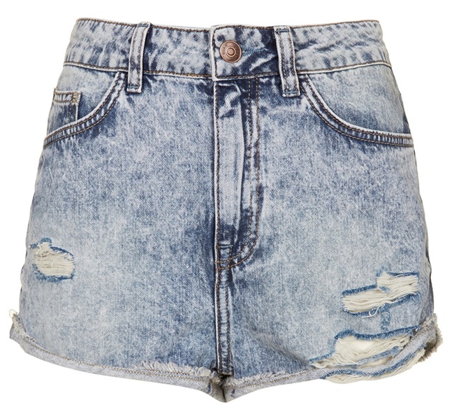 topshop moto hallie acid wash denim shorts