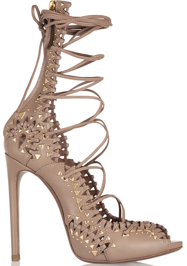 alaia studded lace  up sandals 2