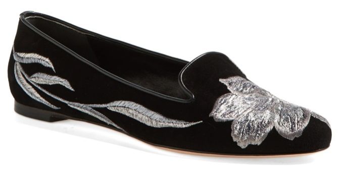 alexander mcqueen tulip embroidered silver smoking slippers 2