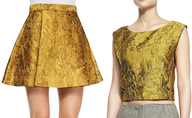 alice olivia vernon metallic jacquard skirt-horz