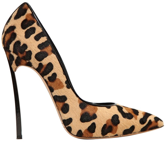 casadei blade heel pump leopard calf hair