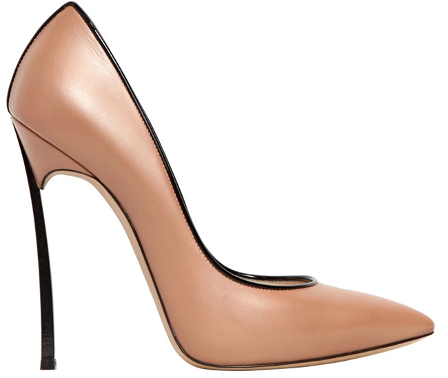 casadei blade heel pump nude black