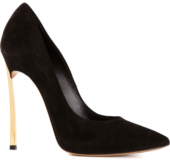 casadei blade heel pumps suede gold heel