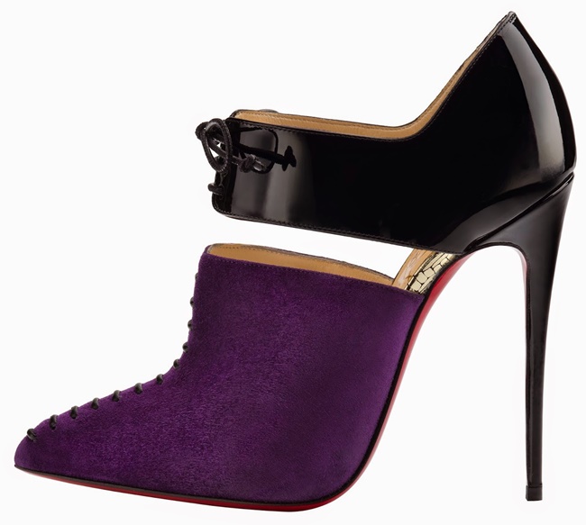 christian louboutin corsita purpe suede black patent