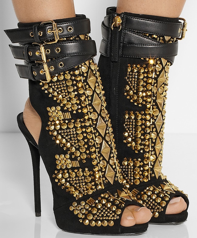 giuseppe zanotti embellished suede booties