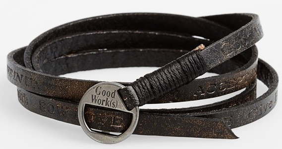 good works make a difference courage leather wrap bracelet