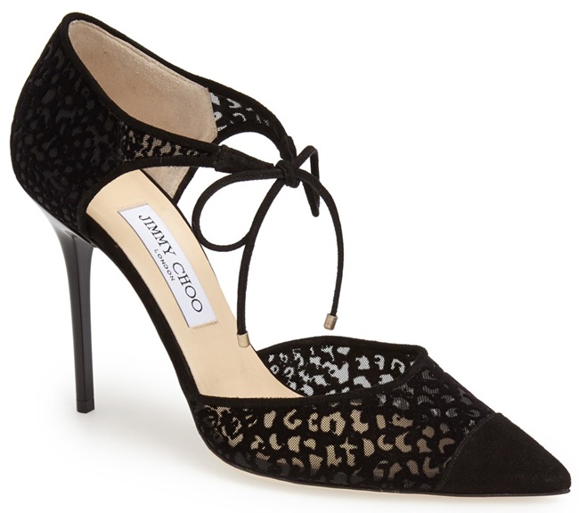 jimmy choo vince d orsay ankle tie mesh pumps