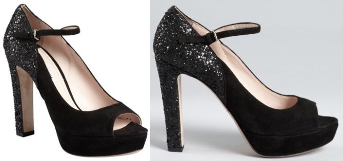 miu miu suede and glitter peep toe platform pumps-horz