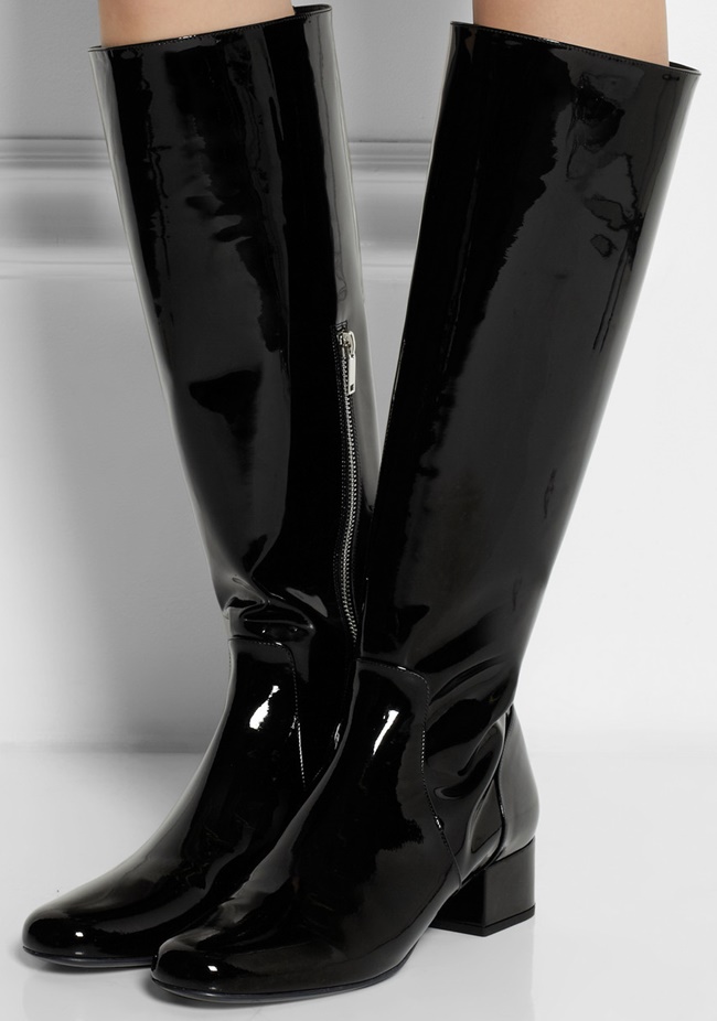 saint laurent patent knee boots