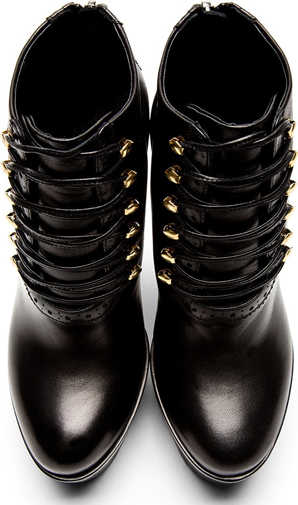 versus black leather platform lace up boots 3