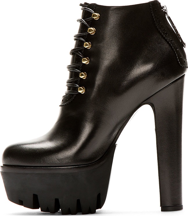 versus black leather platform lace up boots 4