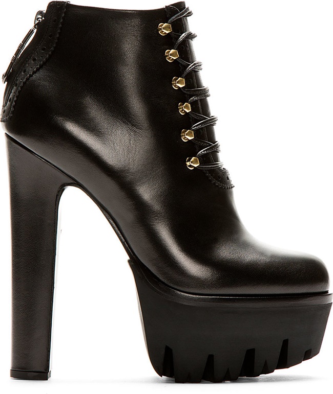 versus black leather platform lace up boots
