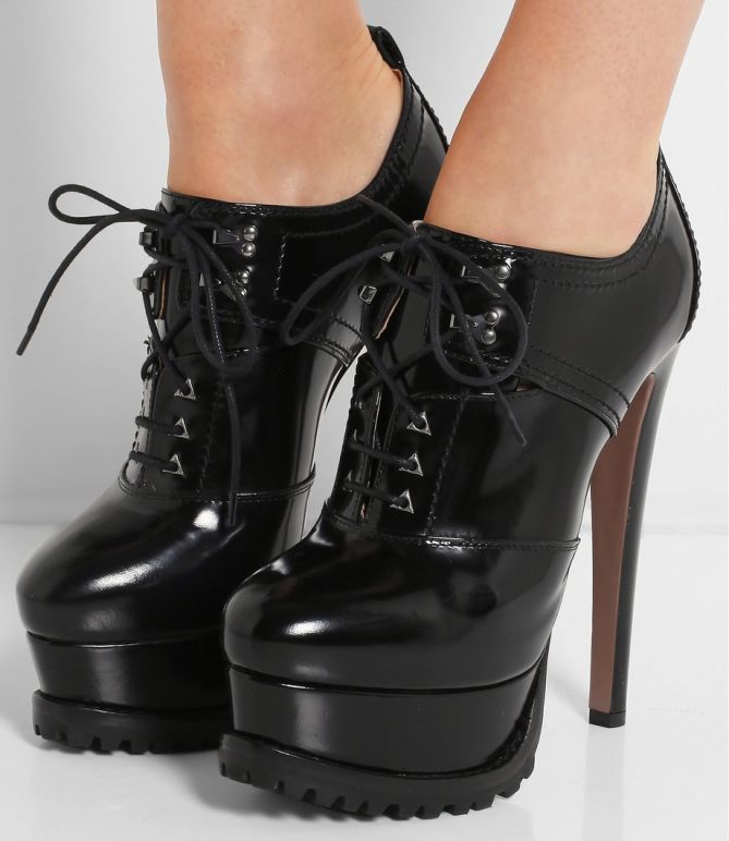 alaia patent ankle lace up boots 2