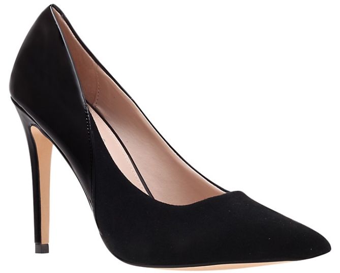 carvela ash suede mixed pointed toe pumps