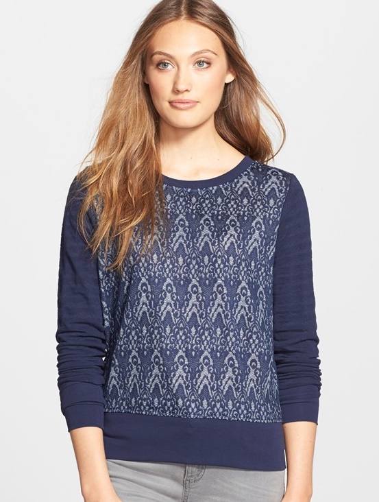 gibson back zip jacquard sweatshirt