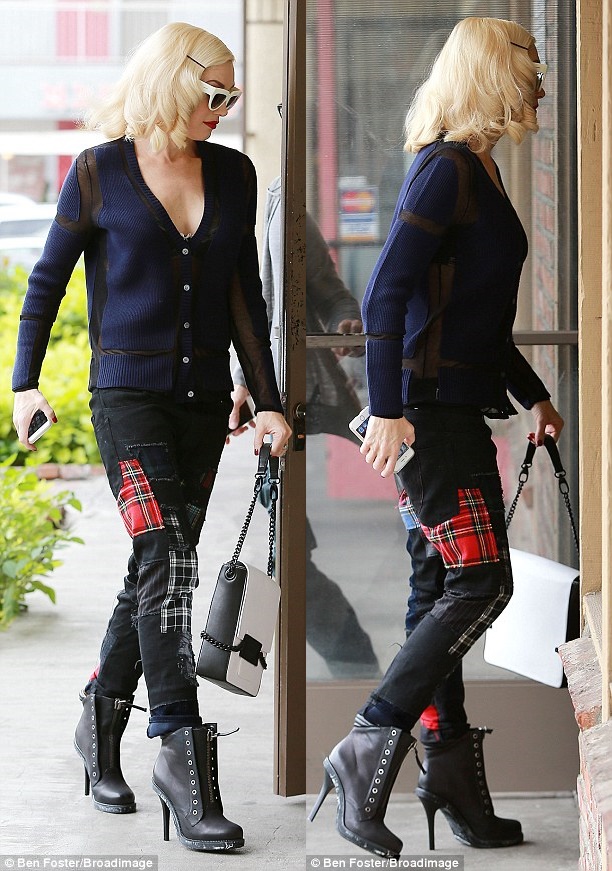 gwen stefani patchwork plaid jeans boots 3-horz