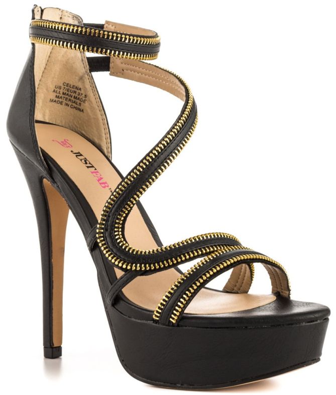 justfab celena zipper strappy sandals