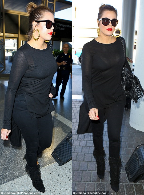 khloe kardashian fringe bag boots airport style 3-horz
