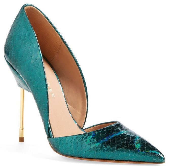 kurt geiger bond pumps in green metallic