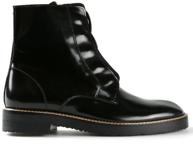 maison martin margiela lace up patent boots