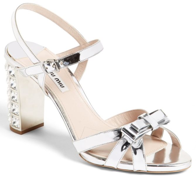 miu miu jeweled bow detail sandals