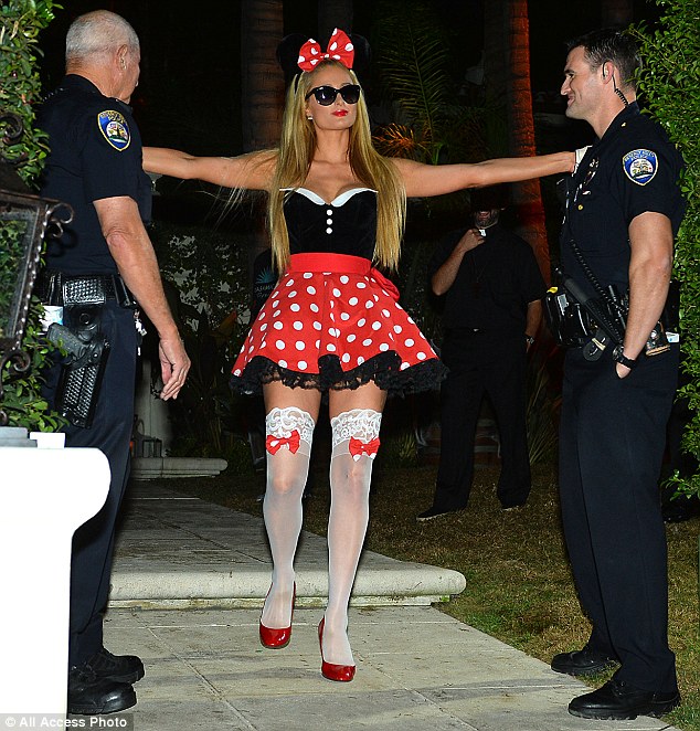 paris hilton christian louboutin wedge pumps halloween 2014 minnie mouse