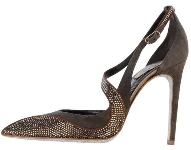 rene caovilla crystal suede pumps