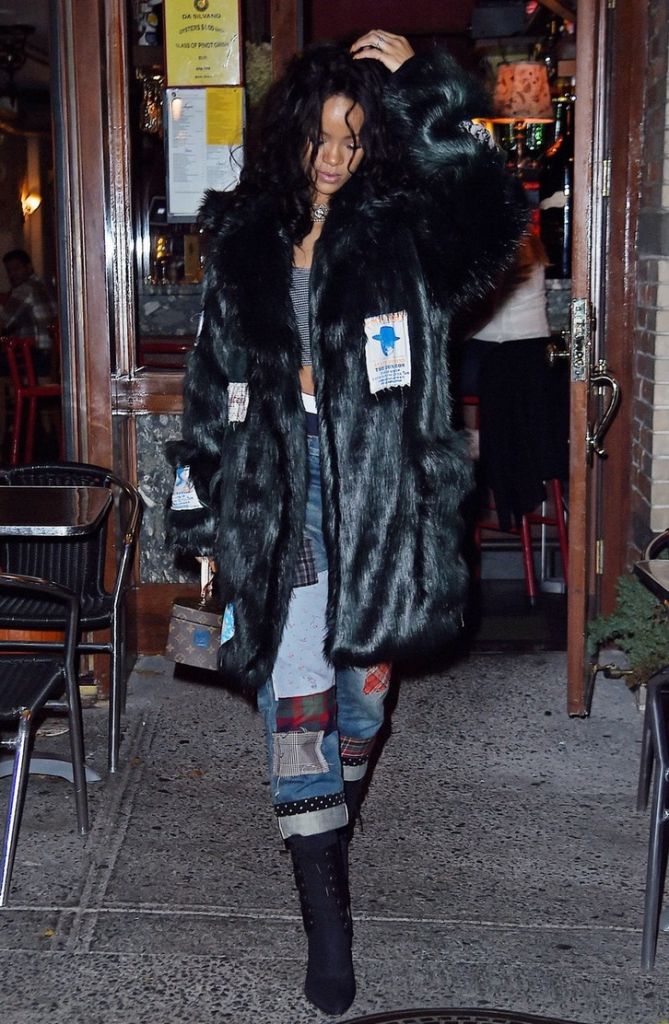 Rihanna in Patchwork Jeans and Alexander Wang x H&M Boots: Hot or Not? –  Shoes Post