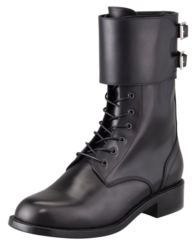 saint laurent double buckle comat boots