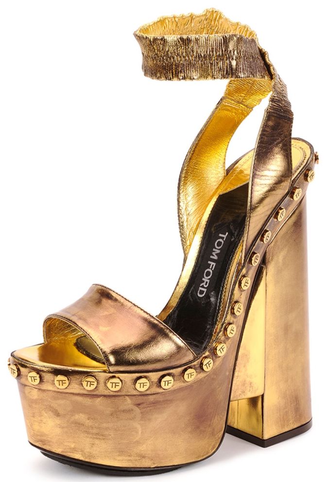 tom ford metallic ankle wrap platorm studded sandals