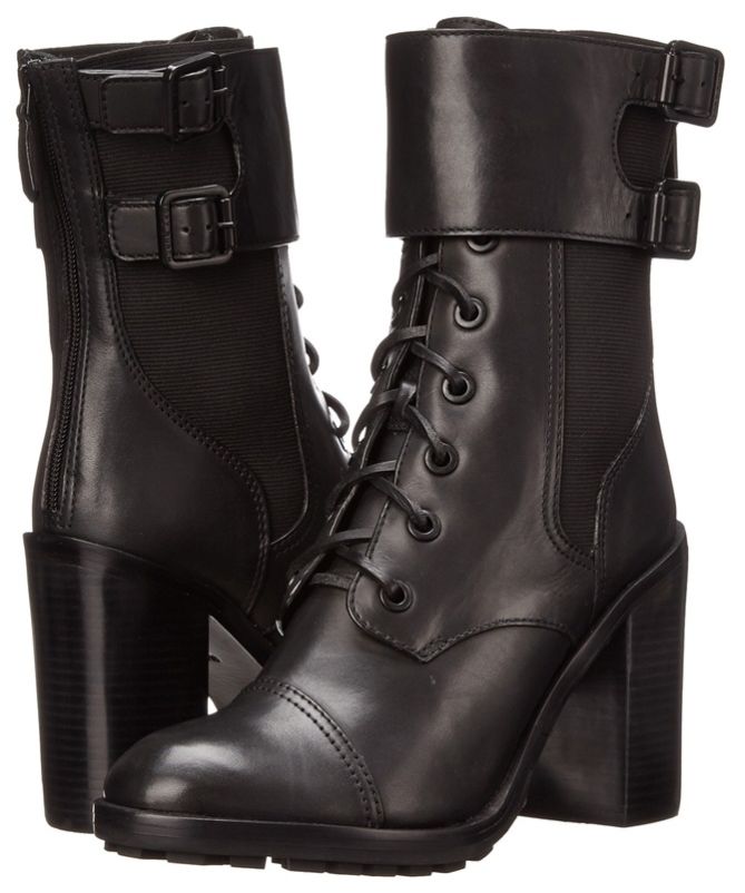 tory burch lace up cuff double buckle combat boots