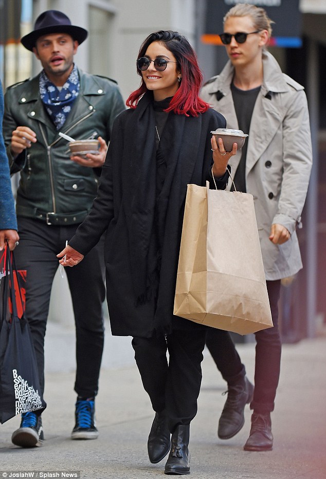 vanessa hudgens black tassel boots new york