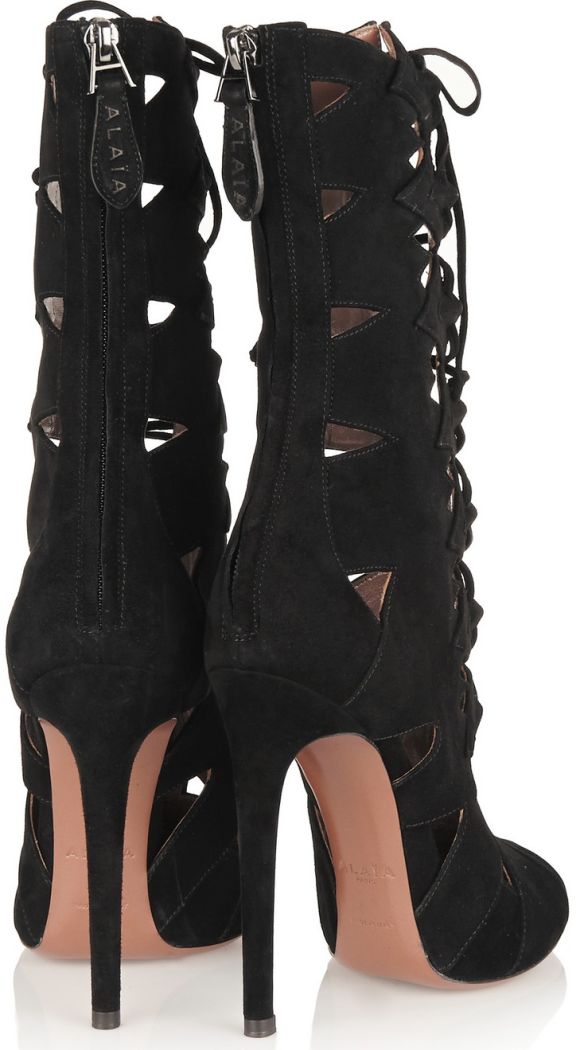 alaia cutout suede lace up boots 3