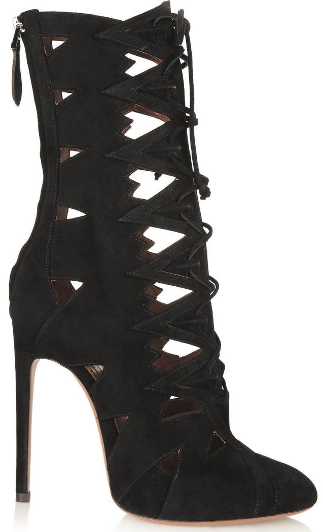 alaia cutout suede lace up boots 5