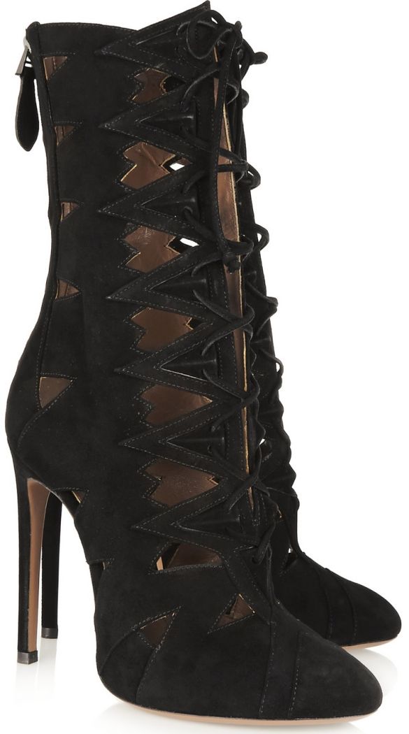 alaia cutout suede lace up boots