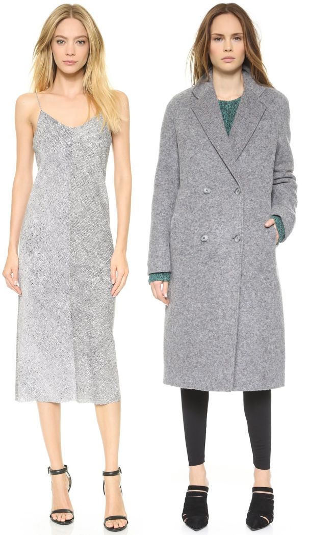 alexender wang gray midi dress and felt coat