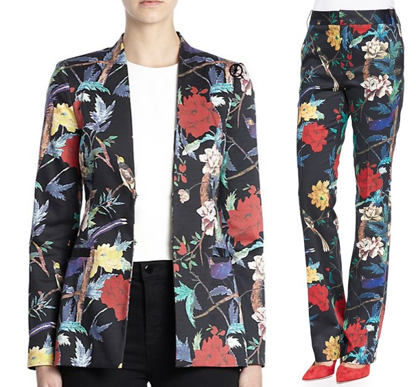 alice olivia floral pants blazer