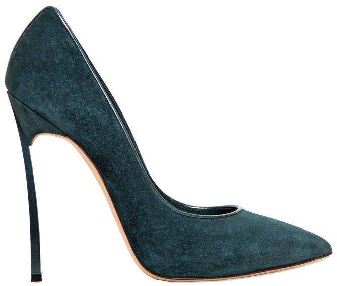 casadei blade heel dark green pumps