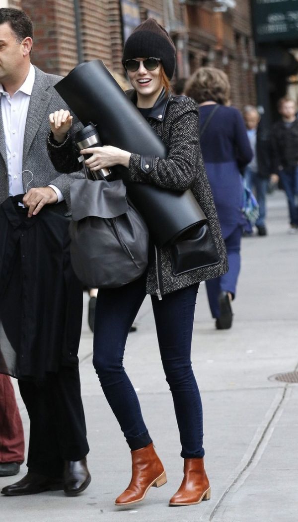 Emma Stone Looking Cool and Casual in Her Sleek Boots Before Cabaret Peformance Shoes Post