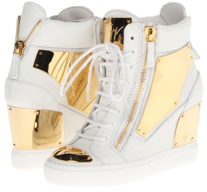 giuseppe zanotti metal place lace up wedge sneakers