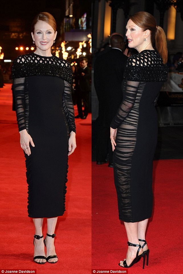 julianne moore sheer panel dress mockingjay premiere 3-horz