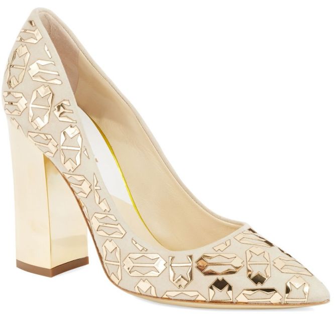 pollini mirror pumps gold